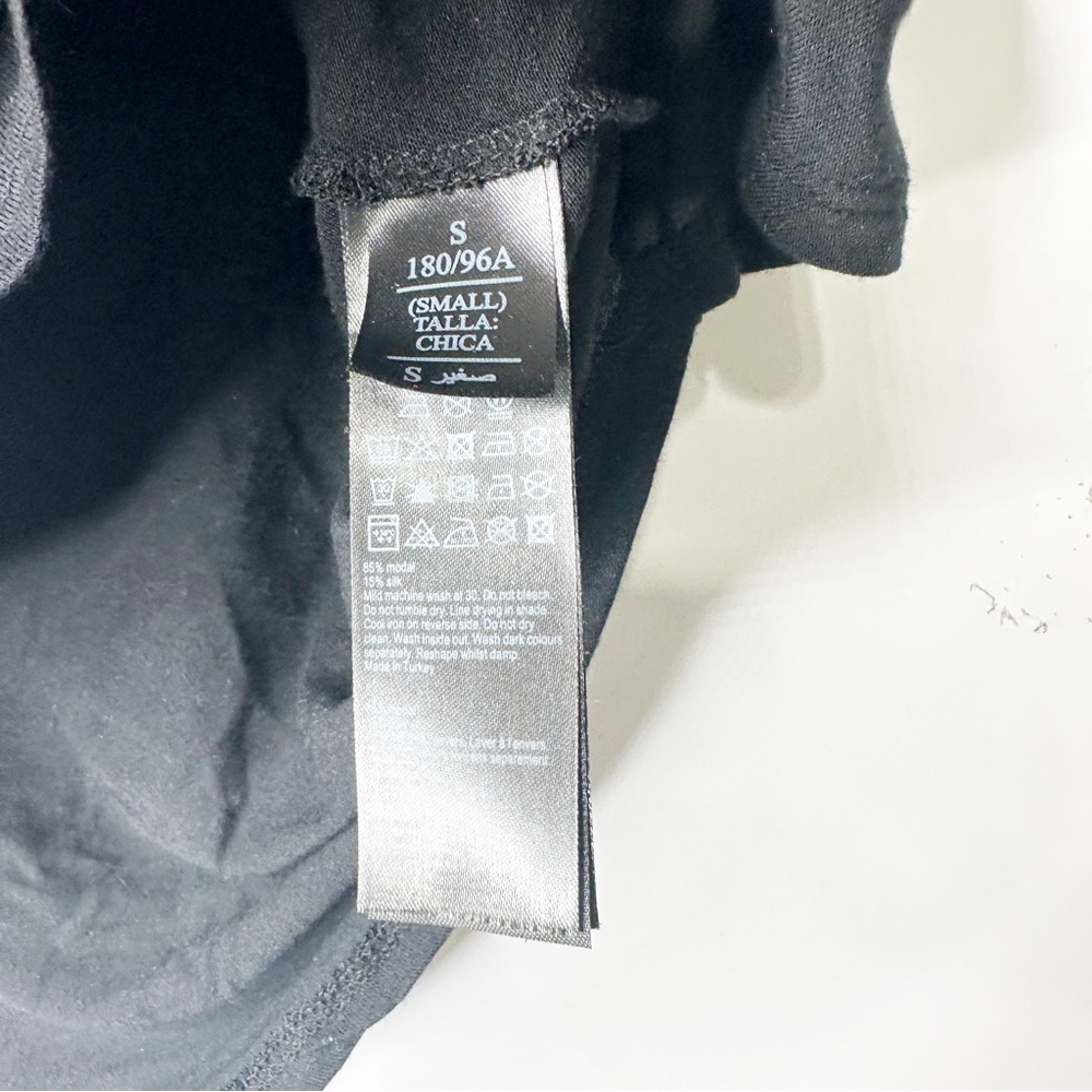 All Saints Classic Black Modal Silk Short Sleeve Top Size Small - Picture 3 of 4